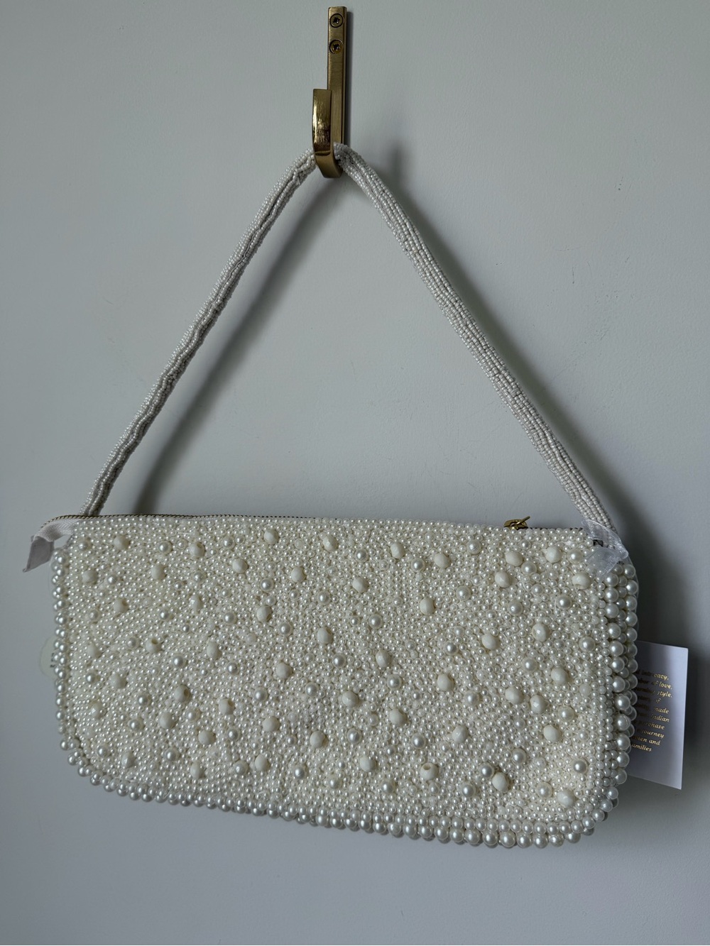 Beaded Cream White Shell Pearl Shoulder Bag - Picture 5 of 5